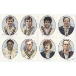 'Warwickshire Test Cricketers'. Eight cards from the set of twenty five colour trade cards of