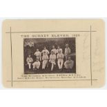 'The Surrey Eleven' 1883. Mono photograph of the Surrey team 1883, seated and standing in rows