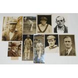 Australian Test cricketers c.1920. Eight original sepia press photographs of Australian Test