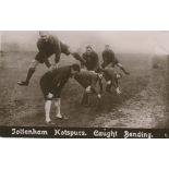 'Tottenham Hotspurs. Caught Bending. 1' 1909. Early mono real photograph postcard of some of the