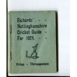 'Richards' Nottinghamshire Cricket Guide for 1924'. Edited by 'Incog' (F.S. Ashley-Cooper).