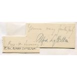 Alfred Lyttelton. Cambridge University, Middlesex & England 1876-1887. Ink signature on card piece