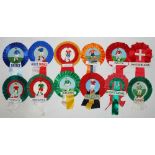 Football club rosettes 1960/70's. Excellent and attractive collection of ten International club