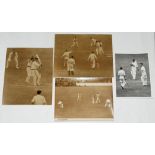 South Africa tour to England 1947. Three original sepia press photographs of match action from the