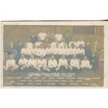 Tottenham Hotspur 1911/12. Early mono real photograph postcard of the team and officials, standing