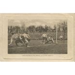 Tottenham Hotspur v Sheffield United. F.A. Cup Final, Crystal Palace 1901. Early mono printed action