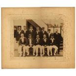 Leicestershire C.C.C. 1928. Official sepia photograph of the 1928 Leicestershire team seated and