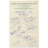 Leicestershire C.C.C. 1947. Page nicely signed in ink to official Club headed notepaper by