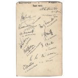 Gentlemen v Players 1933. Album page nicely signed in black ink by nine players who played in the