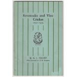 'Sevenoaks and Vine Cricket 1731-1959'. K.J. Smart. Sevenoaks 1959. Original card wrappers. Slight