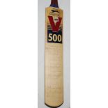 Warwickshire C.C.C. 1996. Slazenger 'V500' full size cricket bat signed to the face by twelve