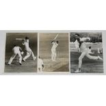 Garry Sobers. West Indies 1957-1971. Three original mono press photographs, two of Sobers in batting
