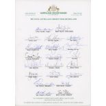 Australia tour to England 1993. Official Australian Cricket Board autograph sheet fully signed by