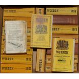 Wisden Cricketers' Almanack 1947 to 1964. Original cloth covered covers with the exception of the