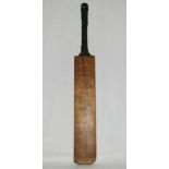 England, New Zealand and Counties 1931. Gradidge 'Super' Harrow size cricket bat profusely signed in