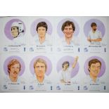 'England Test Cricketers' 2006-2007. Denise Dean. Eight individual colour prints by artist Denise