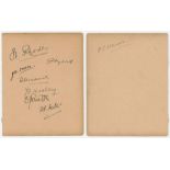 England Test cricketers pre World War I signatures. Two album pages very nicely signed in ink, seven