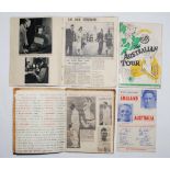 Australia tour to England 1948. Two small scrapbooks comprising press cuttings relating to the tour,