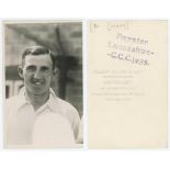 Edward 'Eddie' Paynter. Lancashire & England 1926-1945. Original mono portrait photograph of