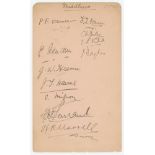Middlesex c.1911. Album page nicely signed in ink by eleven members of the Middlesex team.