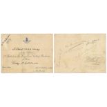 Don Bradman. Australia tour to England 1934. Official card invitation issued to members of the