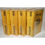 Wisden Cricketers' Almanack 1956, 1957, 1958 and 1959. Original limp cloth covers. Some bowing to