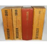 Wisden Cricketers' Almanack 1947 to 1950. The 1948 edition an original hardback, the other three