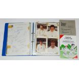 Test and County autographs 1960s-1980s. Blue binder comprising press cutting photographs,