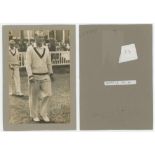 Hedley Verity. Yorkshire & England 1930-1939. Original sepia press photograph of Verity walking on