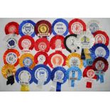 Football club rosettes 1970/80's. Collection of twenty nine English club rosettes, the majority