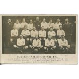 Tottenham Hotspur 1933/34. Mono real photograph postcard of the team, trainer and manager,