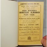 Wisden Cricketers' Almanack 1926. Rebound in brown boards, with paper wrappers, gilt titles to front