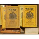 Wisden Cricketers' Almanack 1950 ( 2 copies), 1951, 1954, 1955, 1957, 1958, 1974 and 1975.