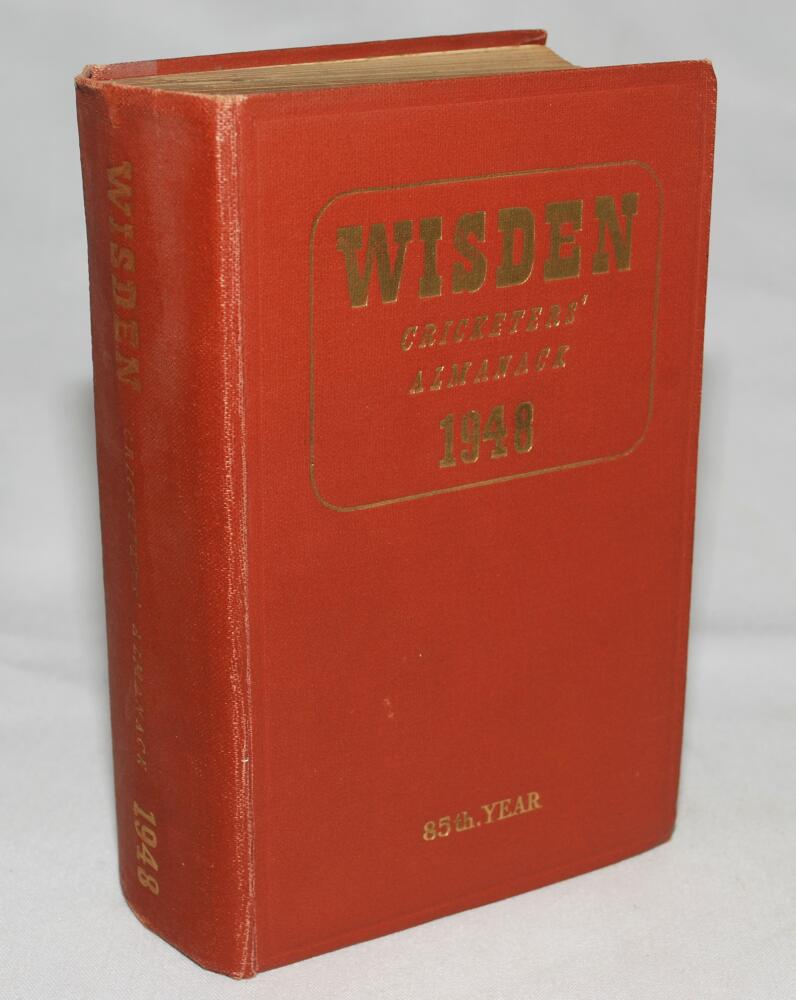 Wisden Cricketers' Almanack 1948. Original hardback. Usual browning to page edges, odd minor