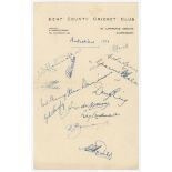 Australia tour to England 1953. 'Coronation Tour'. Page signed in ink by fourteen members of the