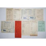 Wartime scorecards 1941-1945. Nine official scorecards for wartime matches. Scorecards are