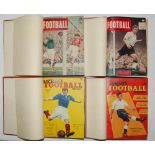 Charles Buchans Football Monthly. Four bound volumes for 1953 to 1956, each volume in red cloth with