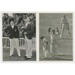 Don Bradman. Australia tour to England 1948. Two original mono press photographs featuring Don