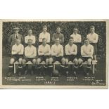 Tottenham Hotspur 1926/27. Mono real photograph postcard of the team and trainer, standing and