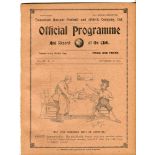Tottenham Hotspur v Aston Villa. English League Division 1. Season 1910-1911. Original programme for