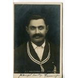 Kumar Shri Ranjitsinhji. Sussex & England. 1895-1920. Mono 'real photograph' postcard of