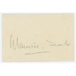 Maurice William Tate. Sussex & England 1920-1938. Nice pencil signature of Tate on plain card.