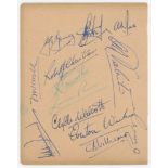 West Indies tour to England 1950. Album page nicely signed in blue ink (two in green) by thirteen