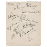 Essex C.C.C. 1935. Album page nicely signed in black ink by eleven members of the 1935 Essex team.