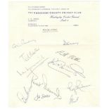 The Ashes. England v Australia 1968. Yorkshire C.C.C. official letterhead signed in ink by members