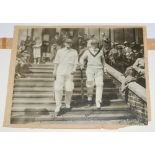 Bill Woodfull and Don Bradman. Australia tour to England 1930. Original sepia photograph of Woodfull