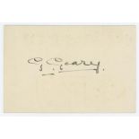 George Geary. Leicestershire & England 1912-1938. Excellent ink signature of Geary on plain card. VG