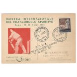 'Mostra Internazionale Del Francobollo Sportivo' 1952. Original postcard advertising an exhibition