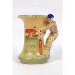 Burleigh Ware art deco ceramic cricket jug circa 1930. The jug with cricket field and pavilion