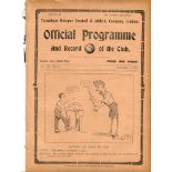 Tottenham Hotspur v Aston Villa. English League Division 1. Season 1914-1915. Original programme for